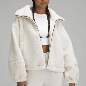 Lululemon Cinchable Fleece Zip Up White Size 8